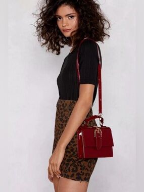 NWT Deep Red Flap Top Buckle Crossbody Bag